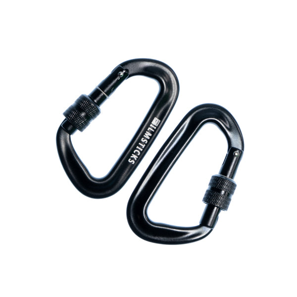 Filmsticks Carabiner D-Clip, Aluminium Alloy in Charcoal Black – Pack of 5, Optional Closure