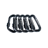 Filmsticks Carabiner D-Clip, Aluminium Alloy in Charcoal Black – Pack of 5, Optional Closure